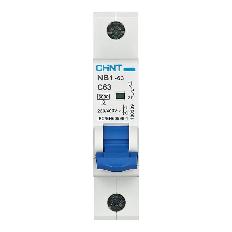 Imagen referencial de la serie: Interruptor termomagnético CHINT NB1-63 1P C4 · 1P 4A 230VAC 6kA curva C (NB1-63-1P-C4)
