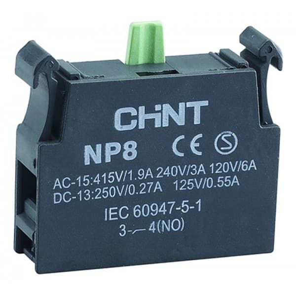 Bloque de contacto para pulsador CHINT NP8 · 1NA verde (NP8-1NA-VERDE)