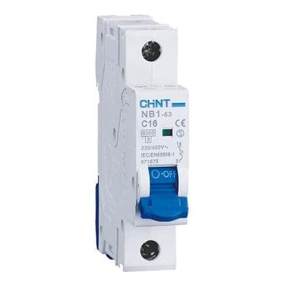 Interruptor termomagnético CHINT NB1-63 1P C32 · 1P 32A 230VAC 6kA curva C (NB1-63-1P-C32)