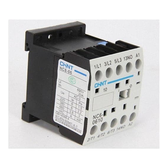 Contactor CHINT NC6-0610 220V 50/60HZ · 3P 6A AC3 bob 220VAC 1NA 2kW 50/60Hz (NC6-0610-220V-50/60HZ)