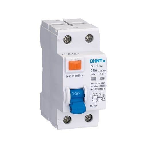 Interruptor diferencial CHINT NL1-63 6KA 2P 25A 30mA · 2P 25A 230VAC 30mA tipo A (Inmunizado) (NL1-63-6KA-2P-25A-30MA)