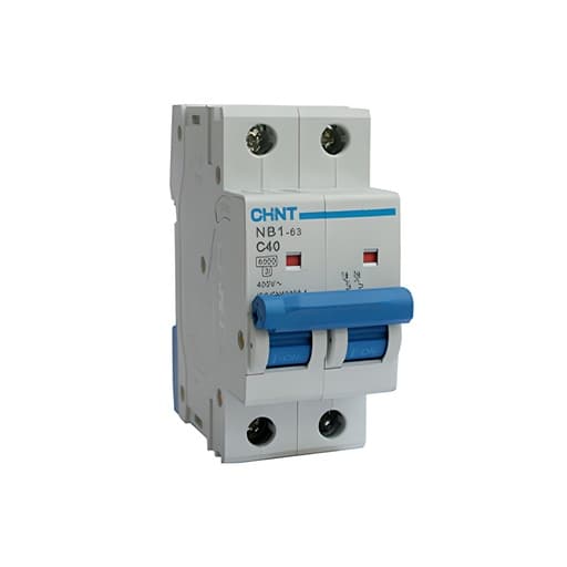 Interruptor termomagnético CHINT NB1-63 2P C40 6KA · 2P 40A 230VAC 6kA curva C (NB1-63-2P-C40-6KA)