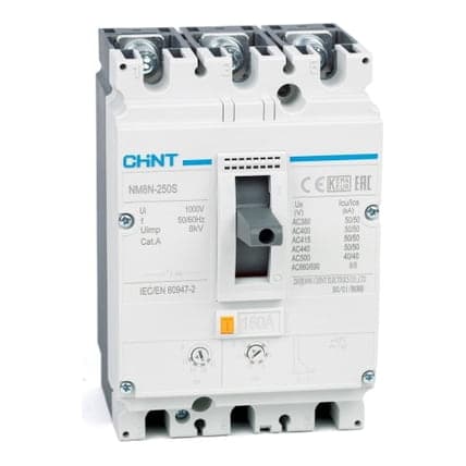 Interruptor de caja moldeada CHINT NM8N-250S/160/3 · 3P regulable 160A 50kA 415VAC