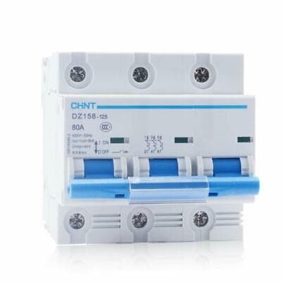 Interruptor termomagnético tripolar CHINT DZ158-125 3P 80A · 80A, 10kA (DZ158-125-3P-80A)
