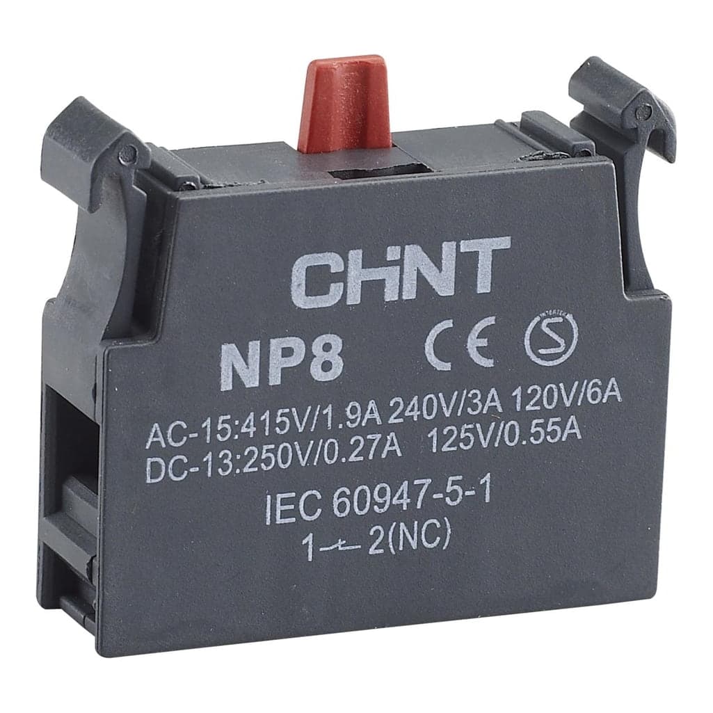 Bloque de contacto para pulsador CHINT NP8 · 1NC rojo (NP8-1NC-ROJO)