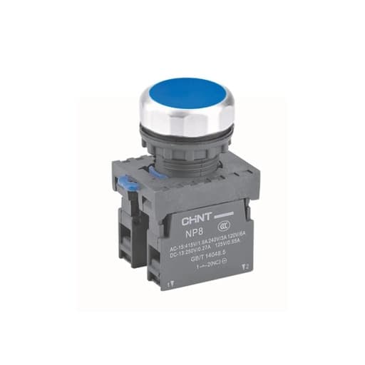 Pulsador luminoso CHINT NP8-11BND BLU AC/DC 24V · 24VDC/AC azul ø22mm 1NA+1NC (NP8-11BND-BLU-AC/DC-24V)