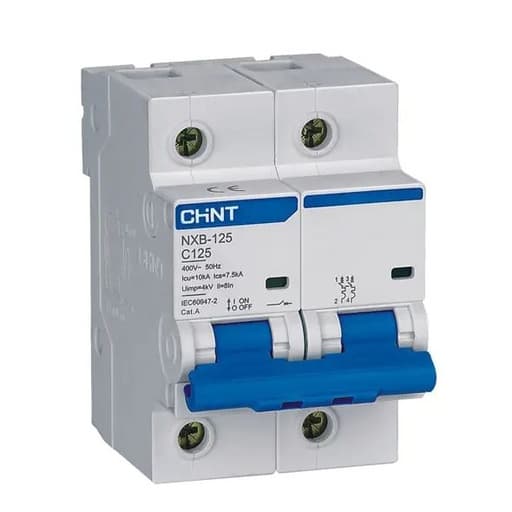 Interruptor termomagnético bipolar CHINT NXB-125-125 2P 125A 10kA · 125A, 10kA Iec60947-2 (NXB-125-125-2P-125A-10KA)