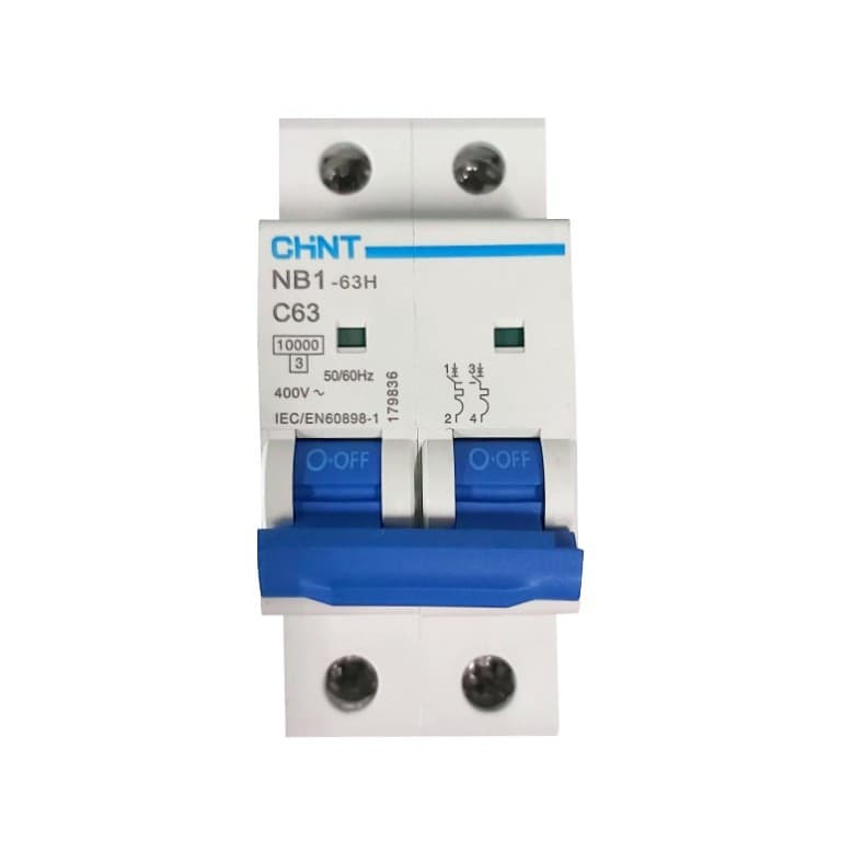 Interruptor termomagnético DC CHINT NB1-63 · 2P 63A 10kA 250VDC (NB1-63-63A)