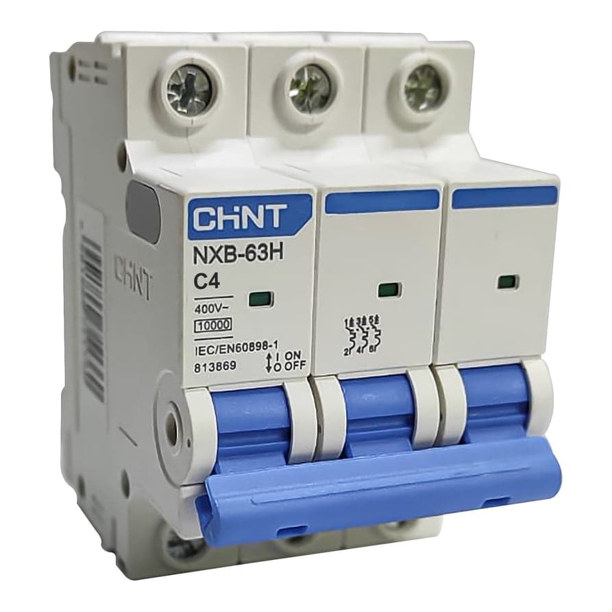 Interruptor termomagnético CHINT NXB-63H · 3P 4A curva C 10kA (NXB-63H-3P-C4)