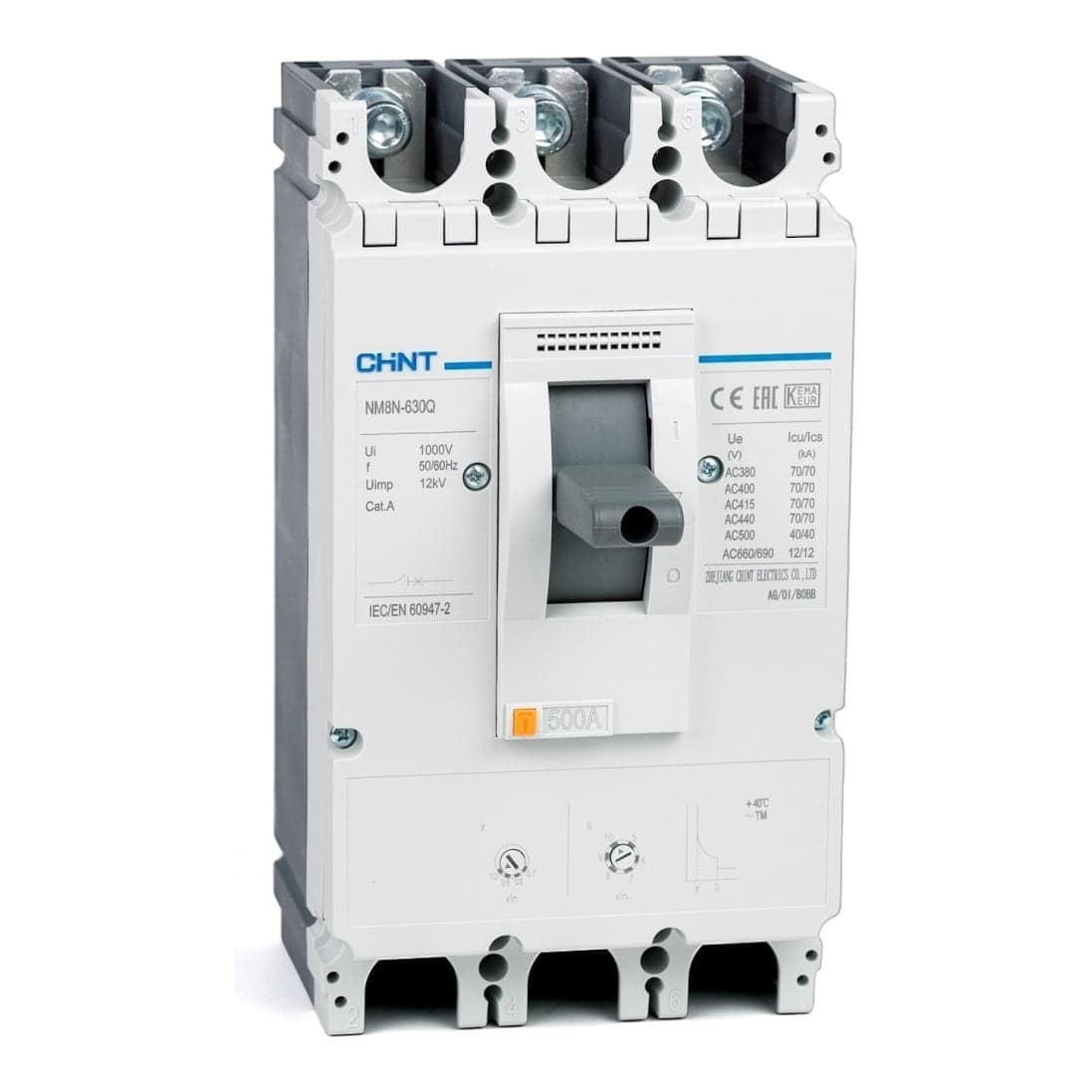 Interruptor de caja moldeada regulable CHINT NM8N-800S · 3P regulable 441–630A