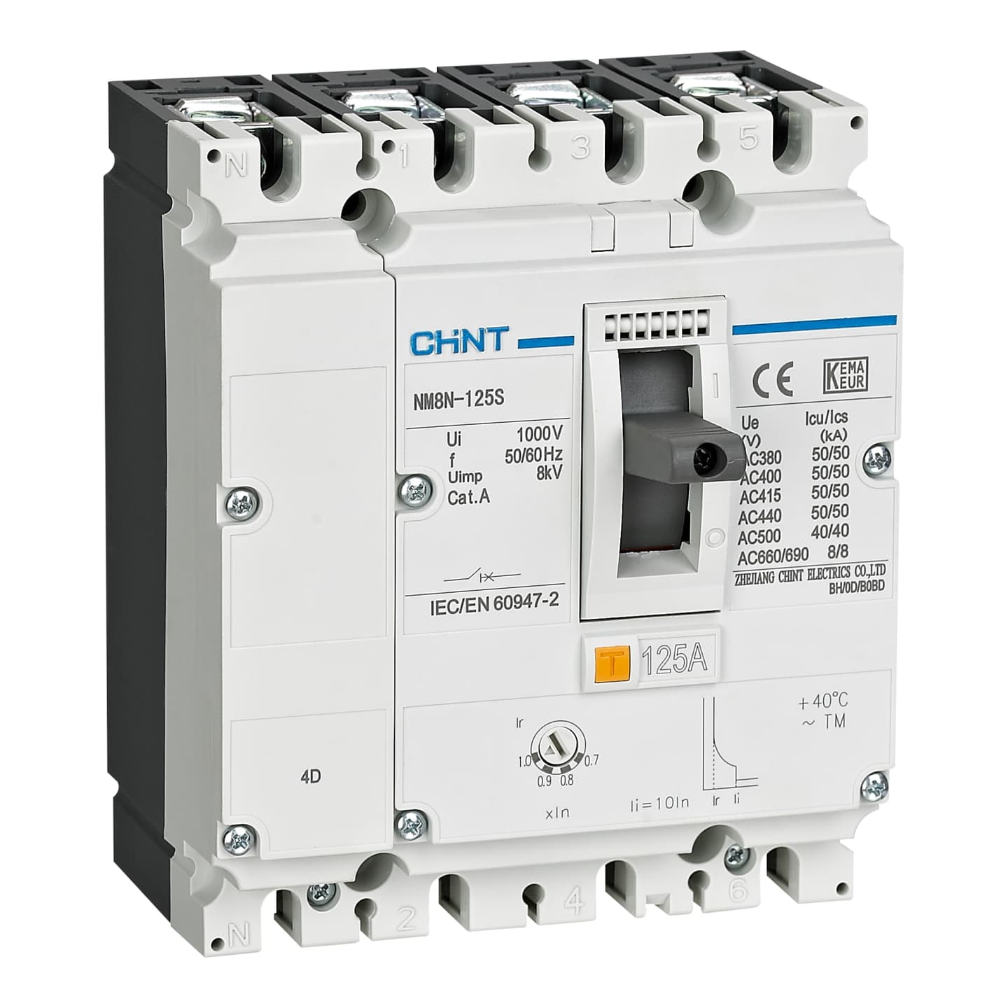 Imagen referencial de la serie: Interruptor de caja moldeada regulable CHINT NM8N-1600S/1250 · 3P regulable 875–1250A