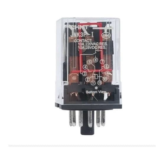 Relé enchufable CHINT JMK3P-I AC24V · 11 pines 24VAC 10A 3Nanc con indicador mecánico 290043 (JMK3P-I-AC24V)