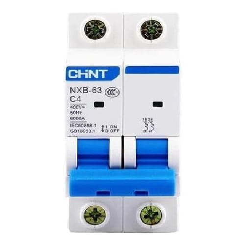 Interruptor termomagnético CHINT NXB-63 · 2P 4A curva C 6kA (NXB-63-2P-C4)