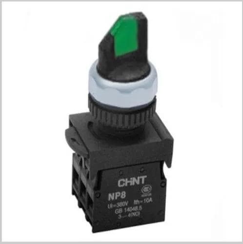Selector luminoso maneta corta CHINT NP8-10XD/21 GRN AC 110V-220V · 2 posic PVC verde Ø 22mm 1NA (CHINT-SELECTOR-LUMINOSO-MANETA-2-22MM-1NA)