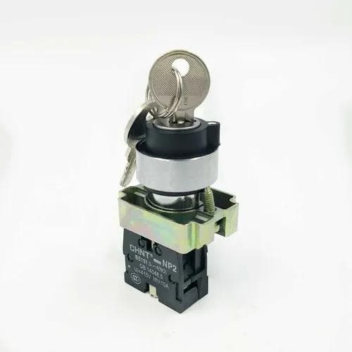 Selector con llave CHINT NP2-BG23 · 2 posic metal negro Ø 22mm 2NA