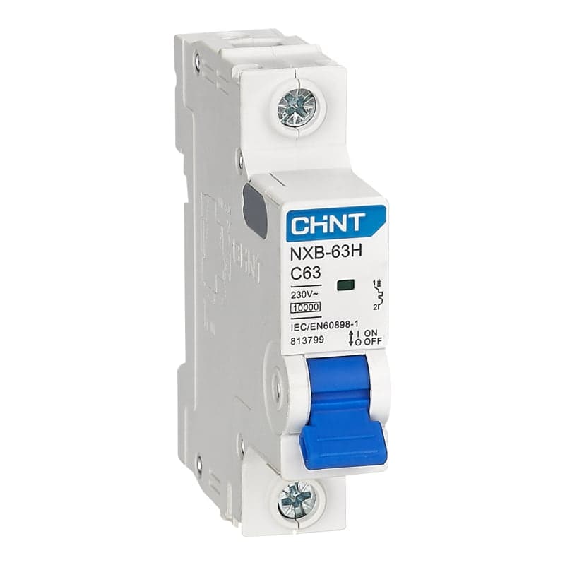 Imagen referencial de la serie: Interruptor termomagnético CHINT NXB-63H 1P C50 10kA · 1P 50A 230VAC 10kA curva C (NXB-63H-1P-C50-10KA)