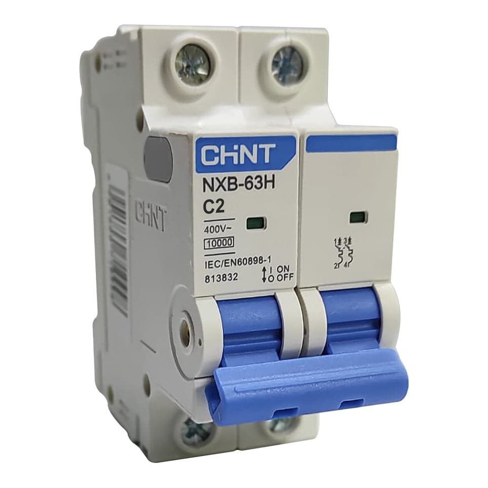 Interruptor termomagnético CHINT NXB-63 · 2P 2A curva C 6kA (NXB-63-2P-C2)