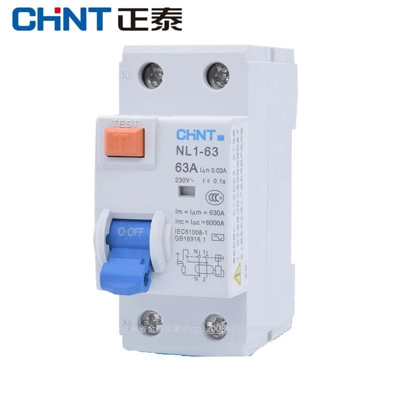 Interruptor diferencial CHINT NL1-63 · 2P 63A 30mA tipo AC 6kA (NL1-63-2P-63A-30MA-AC)
