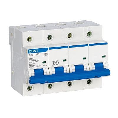 Interruptor termomagnético tetrapolar CHINT NXB-125 4P 100A 10KA · 100A, 10kA Iec60947-2 (NXB-125-4P-100A-10KA)