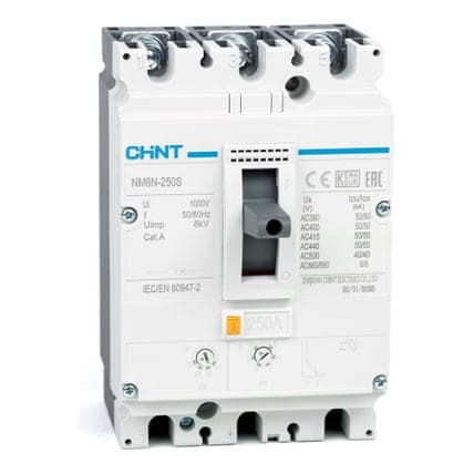 Interruptor de caja moldeada CHINT NM8N-250S/225/3 · 3P regulable 225A 50kA 415VAC