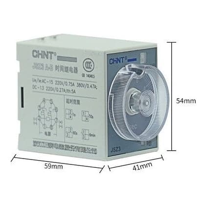 Temporizador analógico CHINT JSZ3 A-D AC220V · 1S-10S/100S/10Min/60Min (JSZ3-A-D-AC220V)