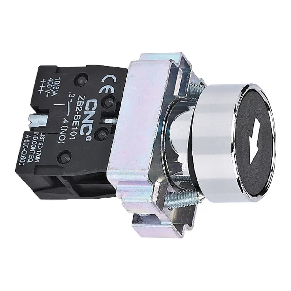 Pulsador CNC LAY5-BA3351 · 1NA negro con flecha base metálica