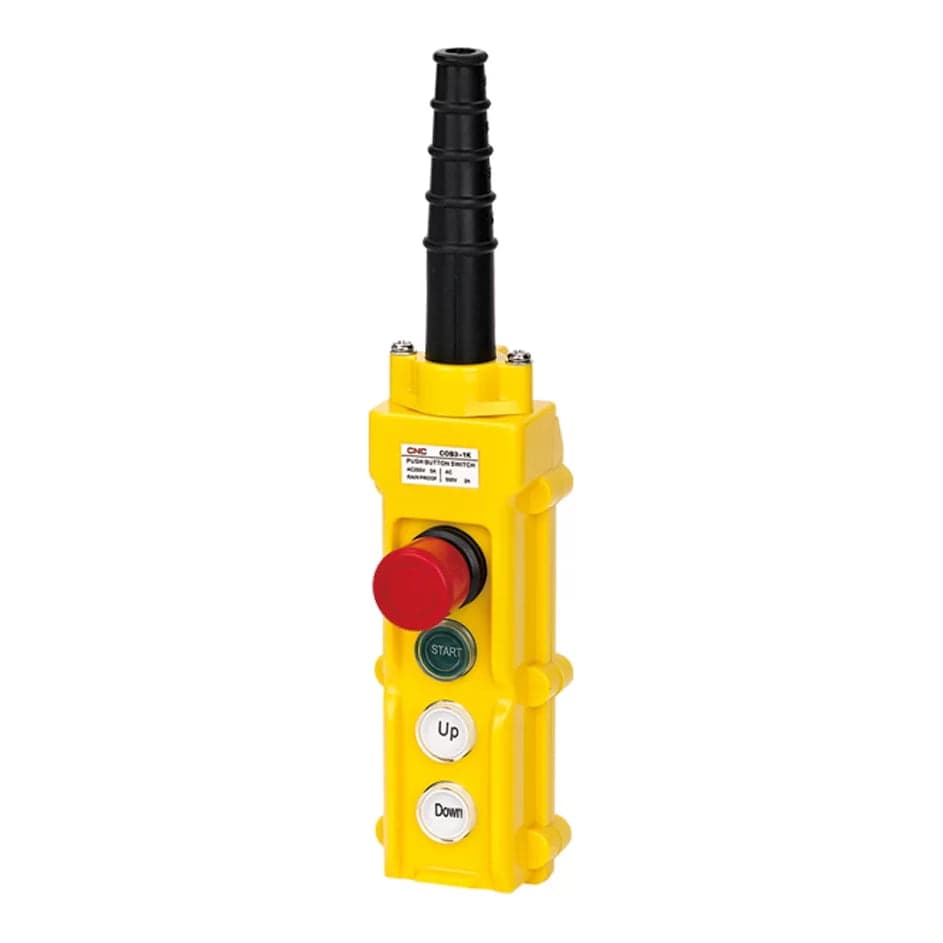 Botonera para tecle CNC NP3-1K · 2 pulsadores + parada de emergencia