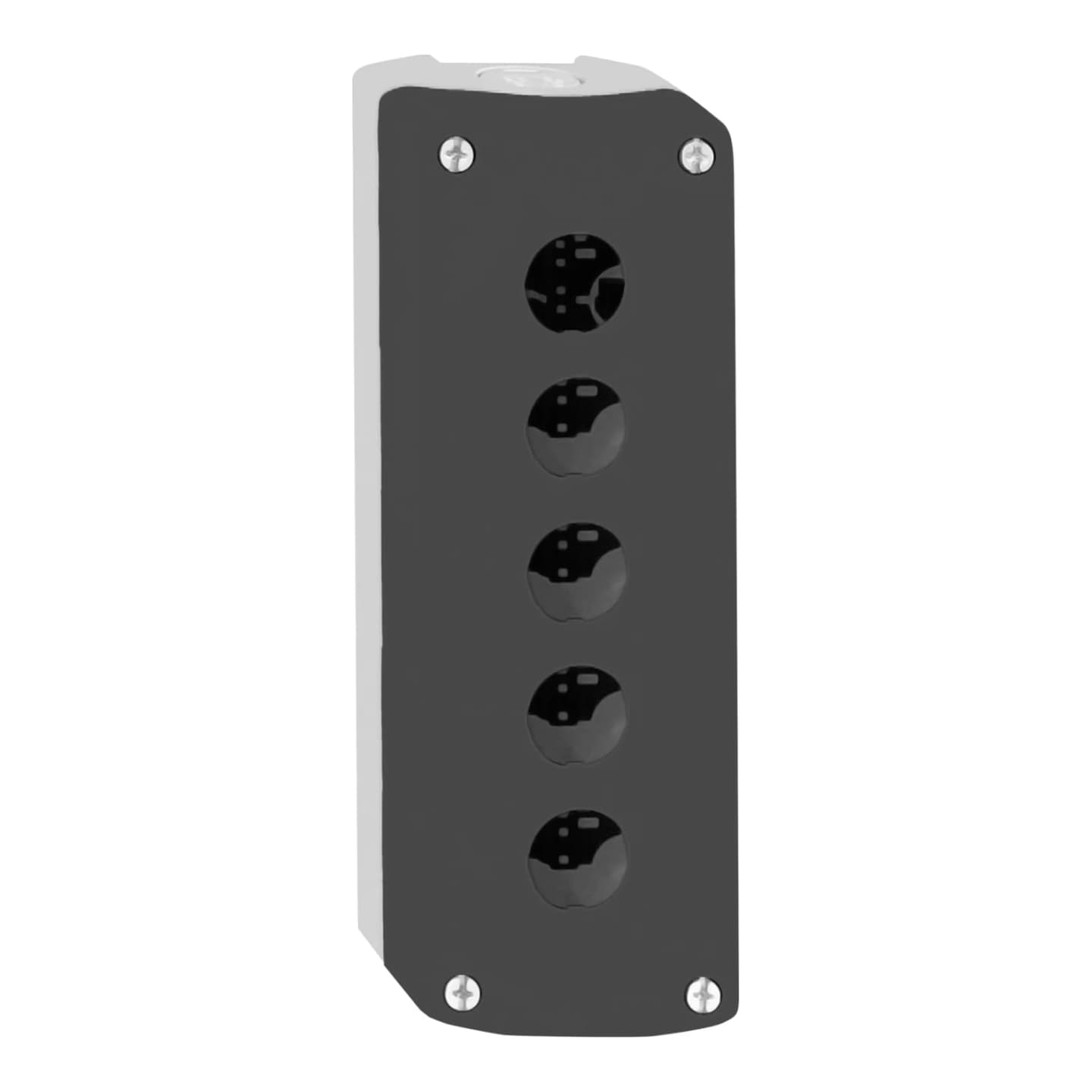 Imagen referencial de la serie: Caja para pulsadores CNC NOBY-5 · 5 huecos gris (NOBY-5-GRIS)