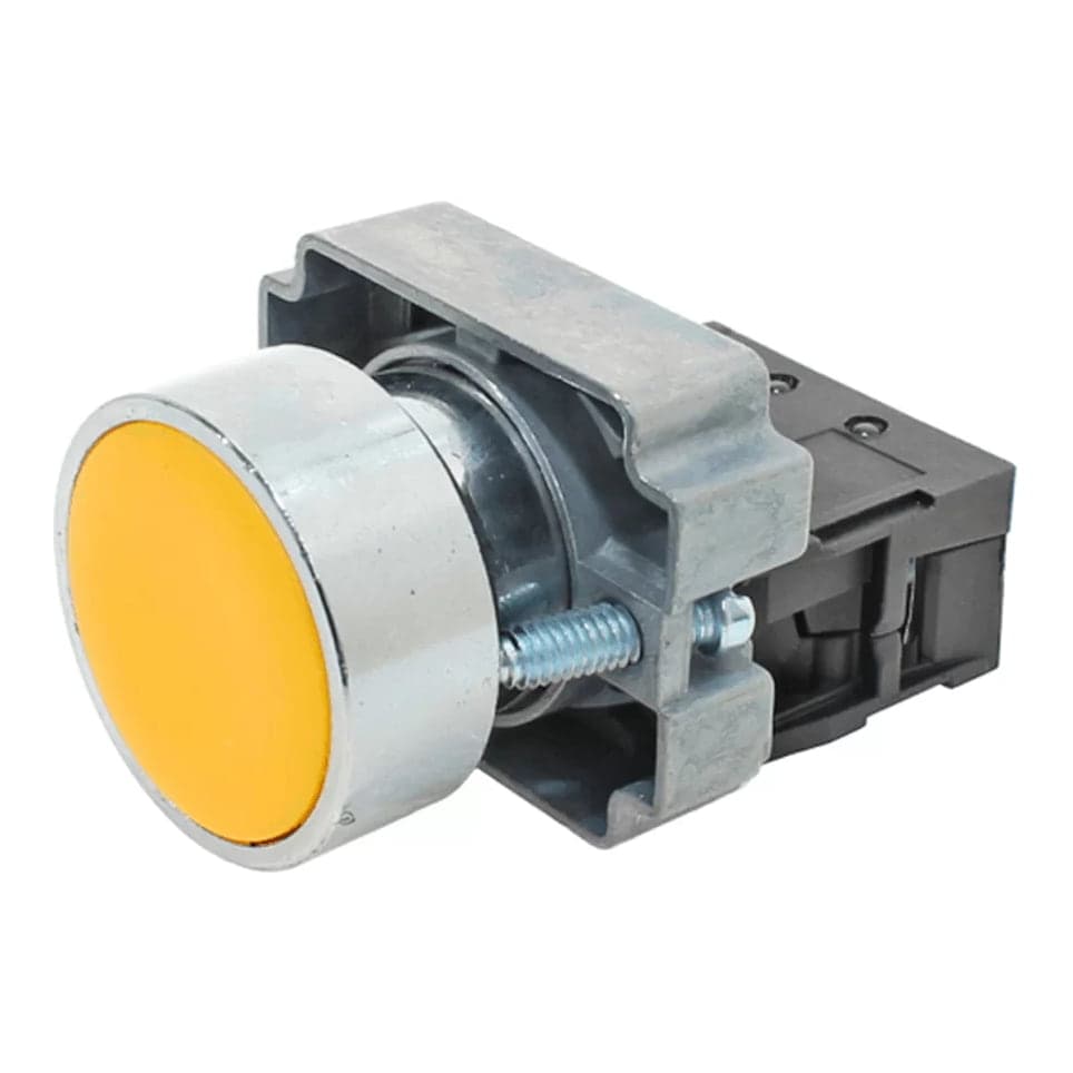 Pulsador CNC LAY5-BA51 · amarillo base metálica