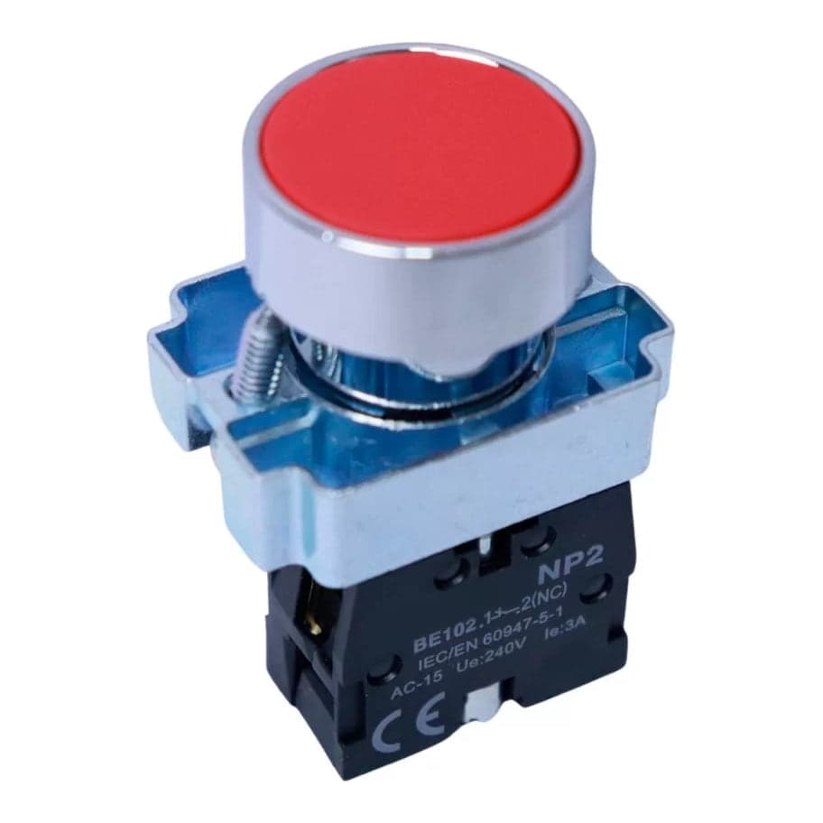 Imagen referencial de la serie: Pulsador CNC LAY5-BA42 · rojo base metálica