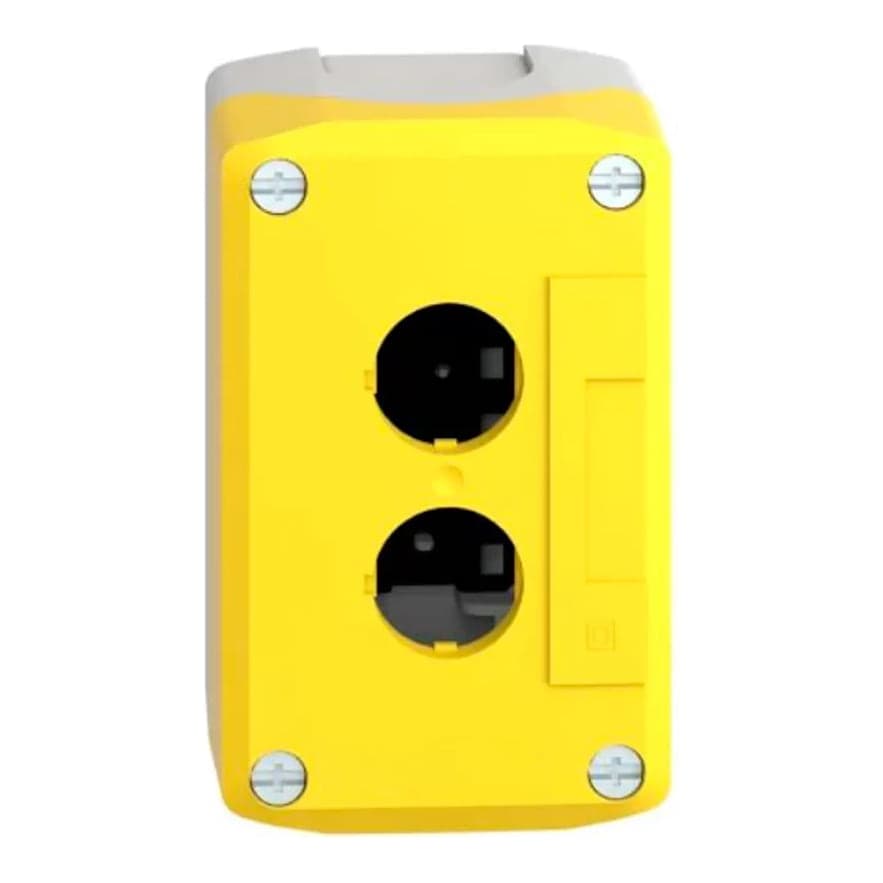 Caja para pulsadores CNC NOBY-2 · 2 huecos amarilla, base gris