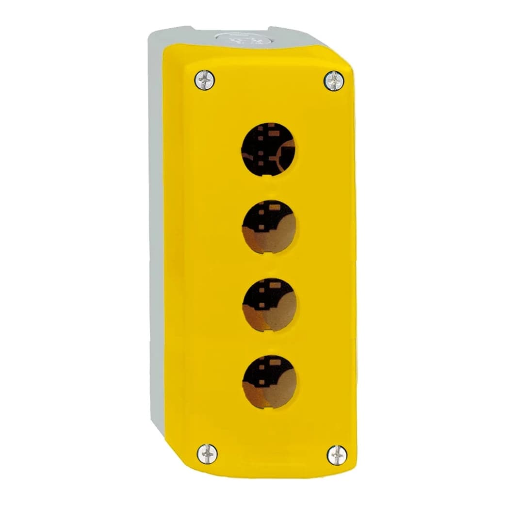 Caja para pulsadores CNC NOBY-4 · 4 huecos amarilla, base gris