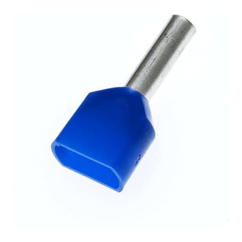 Terminal sobremoldeado doble CNHOWDER TE2510 · 14 AWG (2.5mm²) azul (bolsa x100)