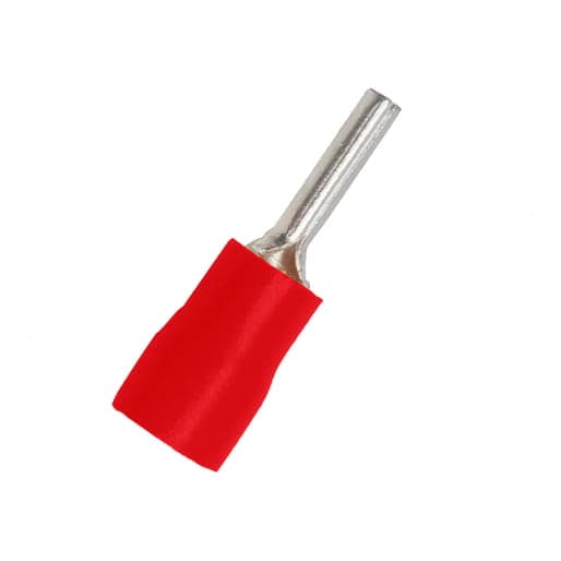 Terminal tipo pin aislado CNHOWDER PTV1.25-10 · 22-16 AWG (0.5-1.5mm²) rojo (bolsa x100)