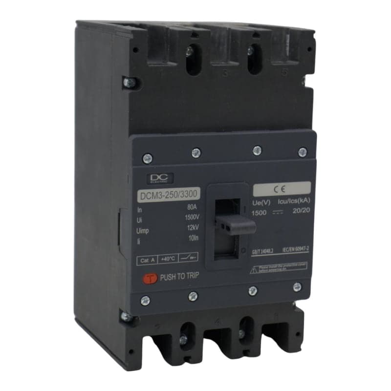 Interruptor termomagnético DC SOLAR ENERGY · 80A 1500VDC 3P (DCSOLAR-TERMOMAG-80A-1500VDC-3P)