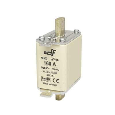 Fusible DF 381075 · NH-00 160Ax500VAC ICC:120kA con indicador falla gL-gG