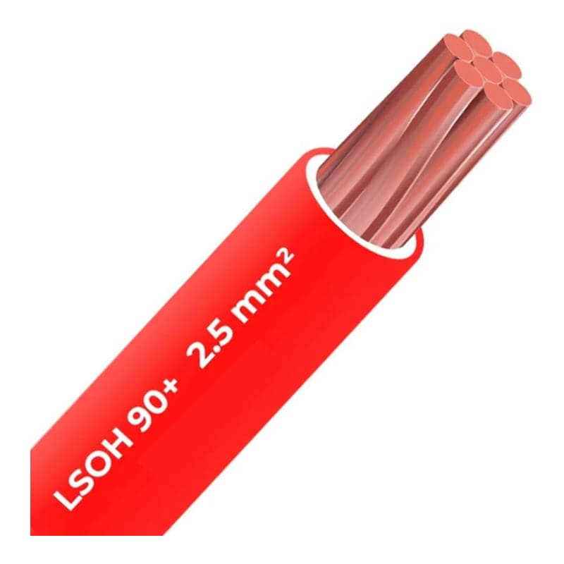 Cable libre halógeno ELCOPE · 90°C 2.5mm² LSOH rojo (metro) (ELCOPE-CABLE-90C-2.5MM2-LSOH-ROJO)