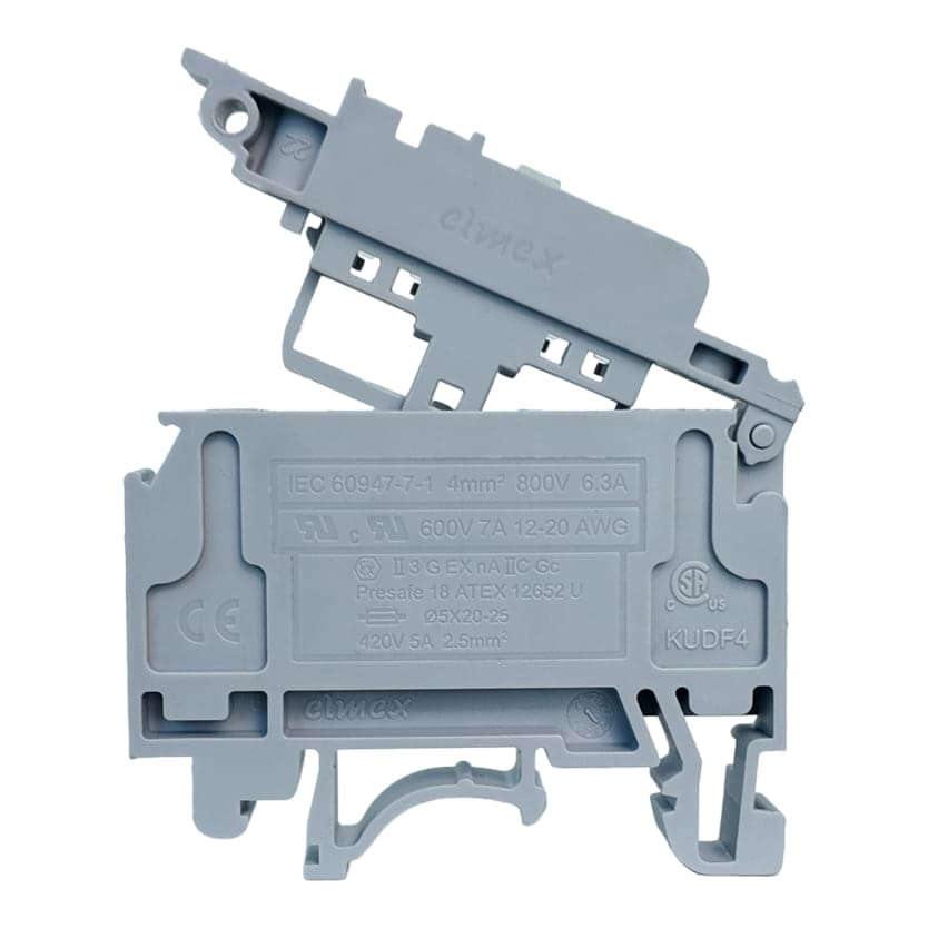 Bornera portafusible ELMEX KUDF4NV · 4mm² gris sellada, UL