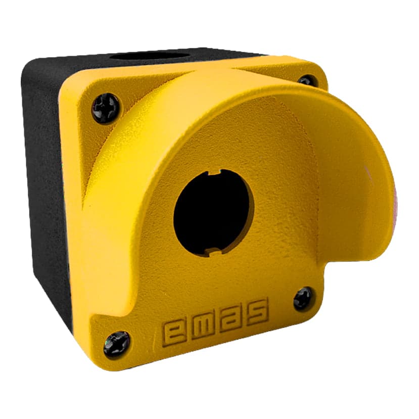 Caja metálica para pulsador EMAS M1CBOS · 1 hueco amarilla