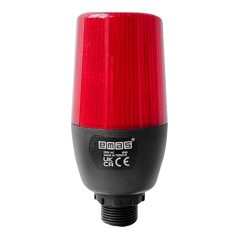 Baliza LED con buzzer EMAS IF5R220ZM05 · 55mm 220V rojo, base con tornillo