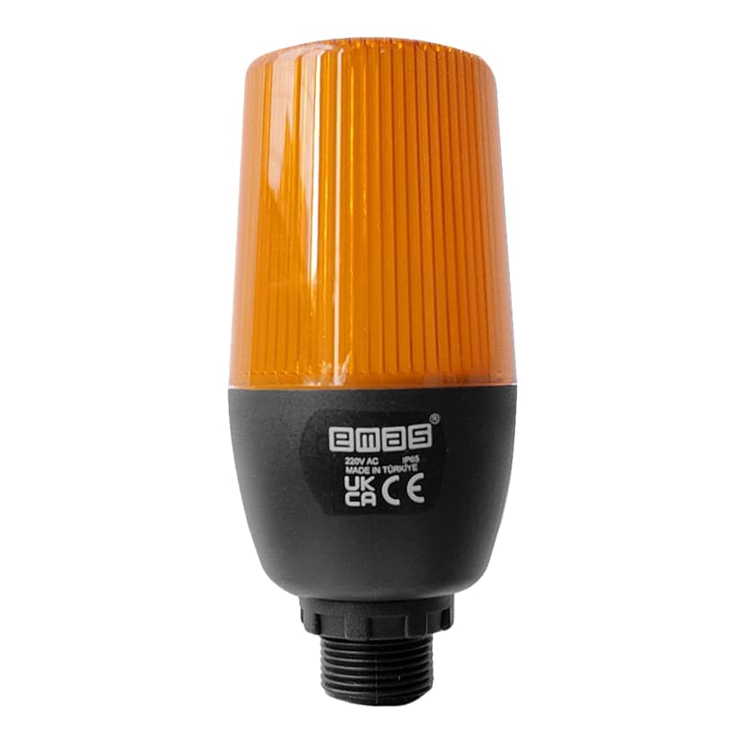Baliza LED con buzzer EMAS IF5Y220ZM05 · 55mm 220V amarillo, base con tornillo