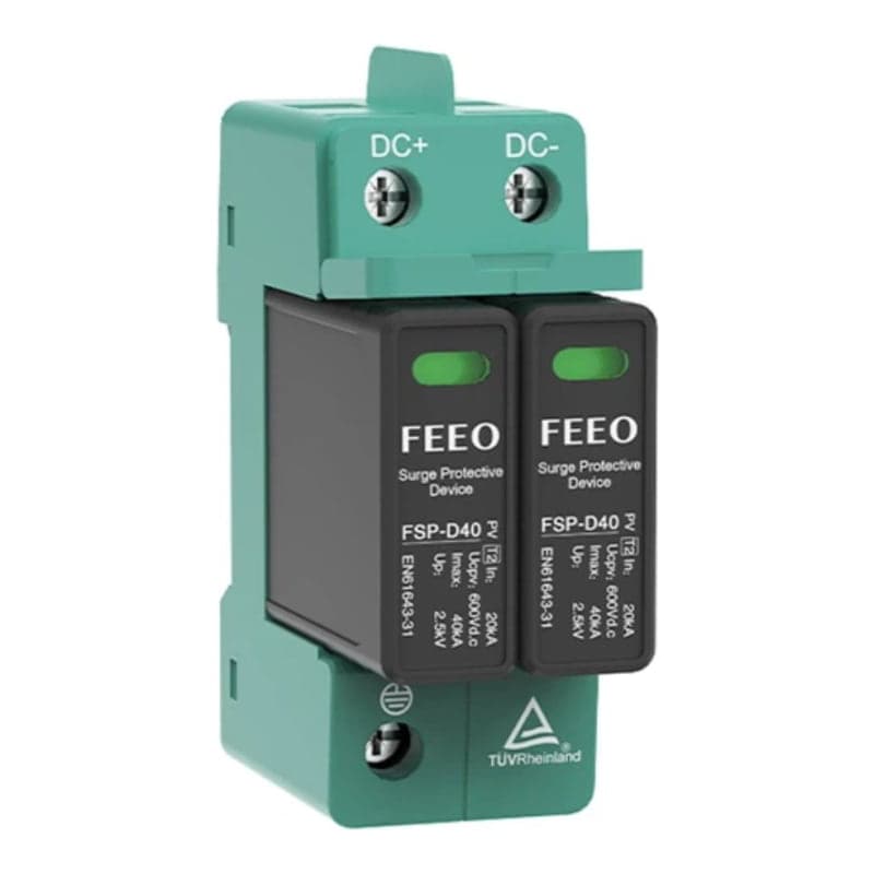Protección sobretensiones FEEO · 600VDC 2P 20KA-40KA (FEEO-PROTECCION-SOBRETENSIONES-600VDC-2P-20KA-40KA)