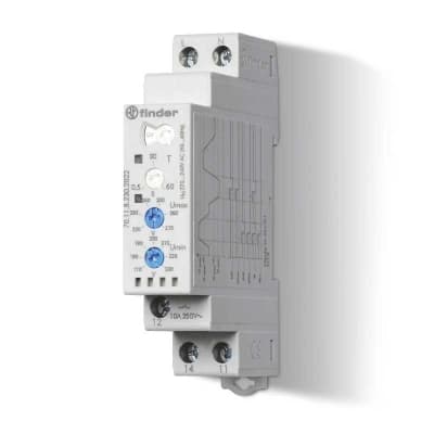 Relé de máxima y mínima tensión FINDER 701182302022 · 1P 10A 220-240V 1NA 1NC