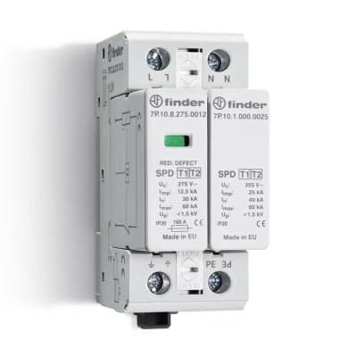 Descargador de sobretensiones FINDER 7P1282751012 · T1+2 60kA 275VAC 1P+N (CH)