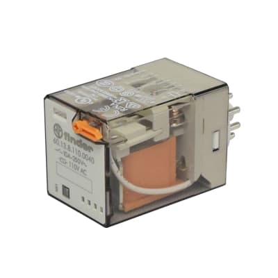 Relé FINDER 601381100040 · 11 pines 110VAC 3NA/NC 10A 250V con indicador mecánico