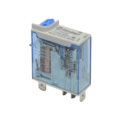 Relé FINDER 466190120040 · 5 pines 12VCD 1NA/NC 16A 250V con indicador mecánico
