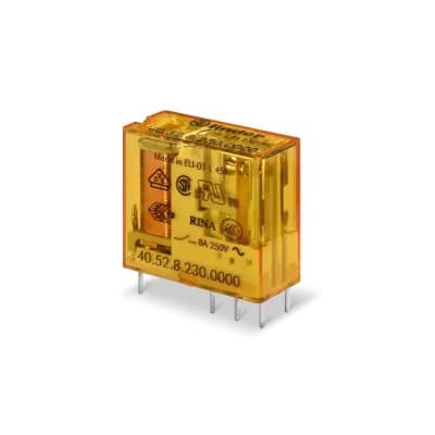 Relé enchufable FINDER 405282300000 · 8 pines 8A 230VAC 2NA 2NC para circuito impreso