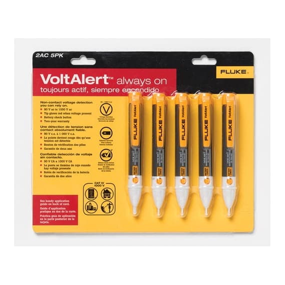 Paquete FLUKE 2AC/90-1000V5PK · con 5 detectores de voltaje