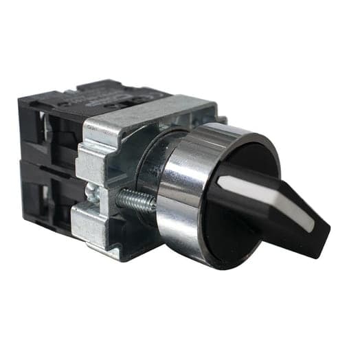 Imagen referencial de la serie: Selector maneta corta · 3Posic metal negro Ø 22mm 2NA (GEN-EKPB2-BD33)