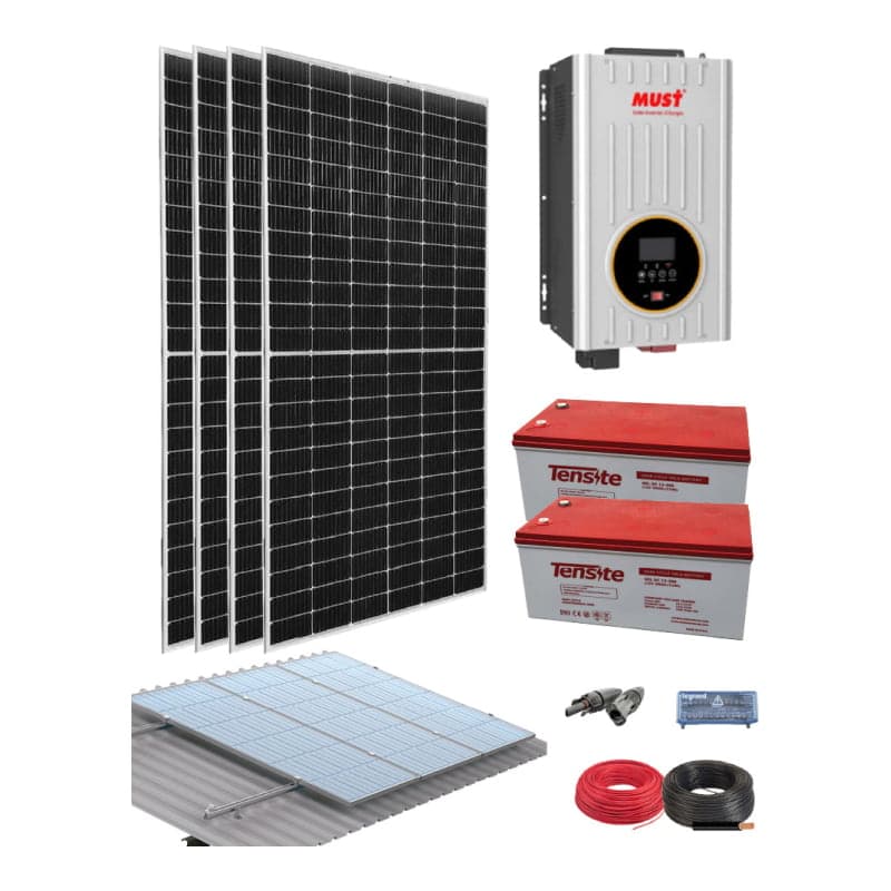 Kit solar aislada · 1000W 24V 9100Wh/día (GEN-KIT-AISLADO-1000W-24V-9100WH/DIA)